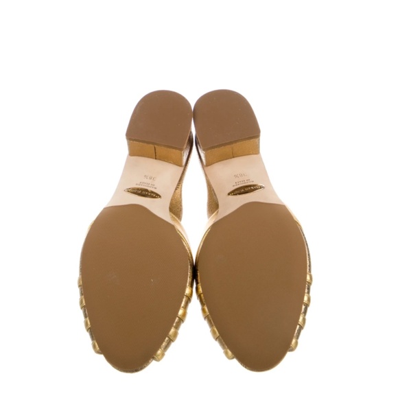 NEW $530 Sarah Flint Perfect Terry Gold Block Heel Cage Slides Sandals Sz 37/ 7 - Picture 6 of 15